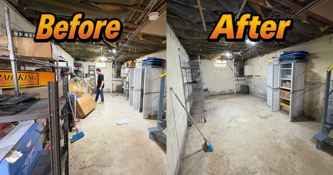 Before and after — basement cleanout