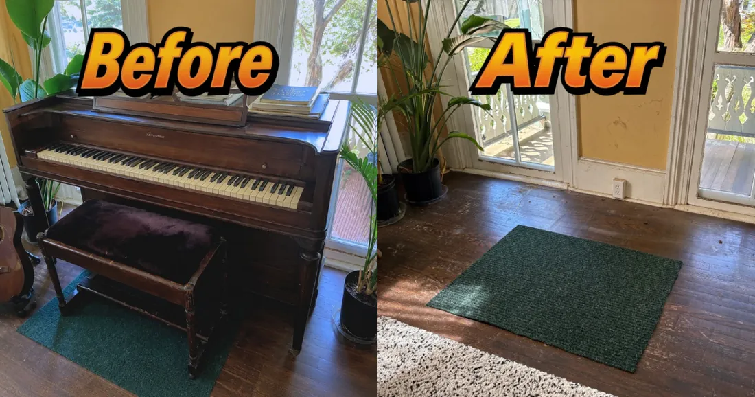 Before and after — piano removal