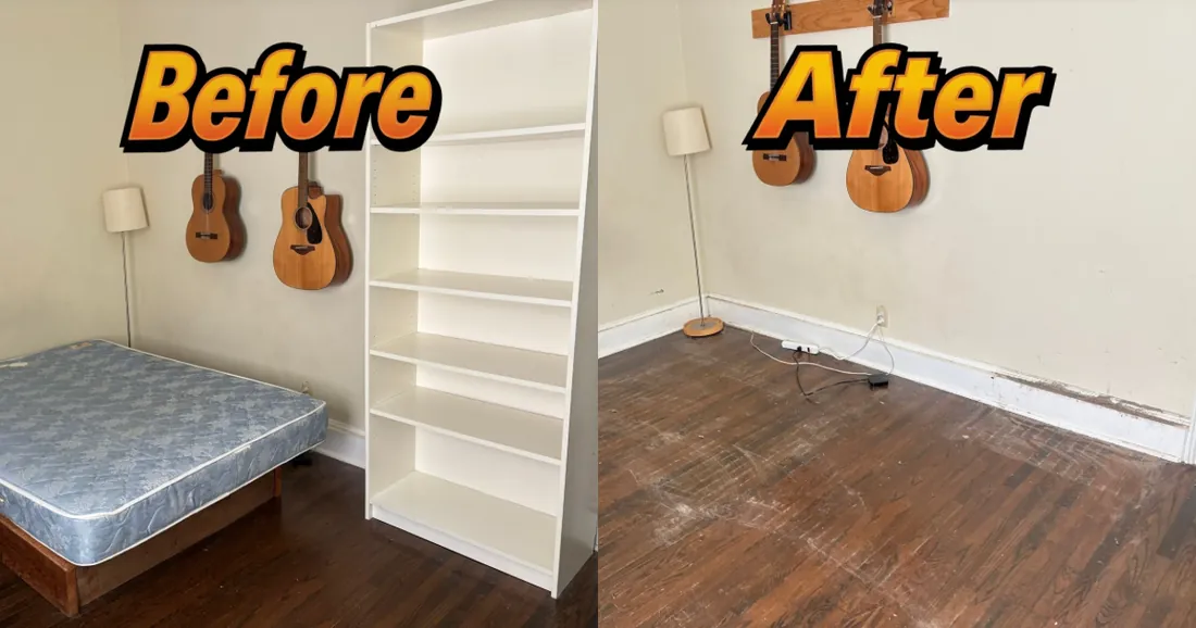 Before and after — shelving removal