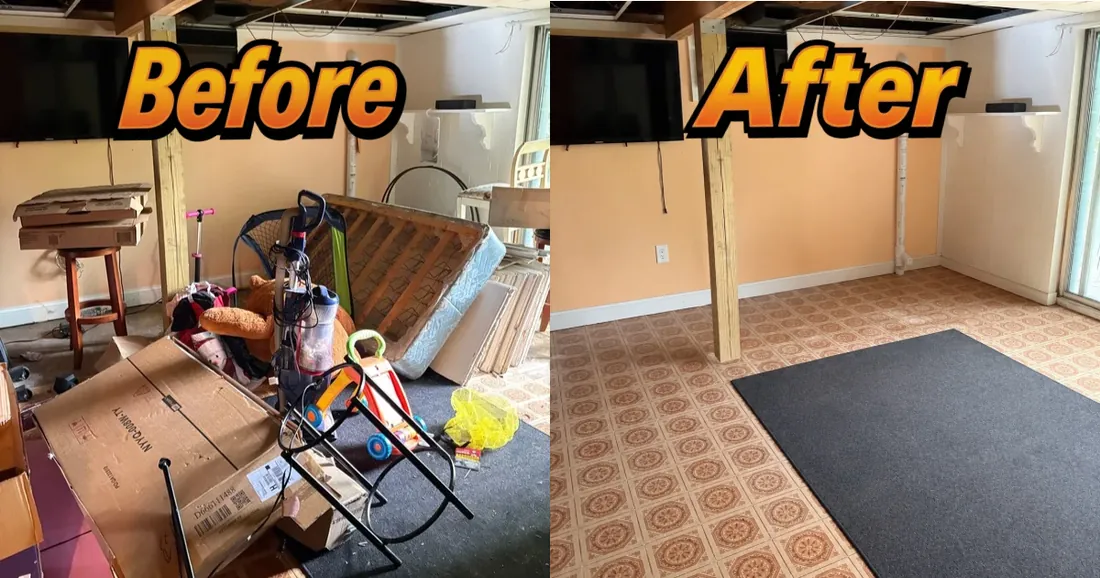 Before and after — furniture removal